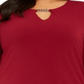 JM Collection Top Feminino com Corrente e Ilhós Vinho Tamanho 2X