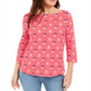 Top feminino com estampa de gola canoa Charter Club, rosa, tamanho extragrande