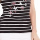 Camiseta feminina listrada com conchas Karen Scott, preta, tamanho XS
