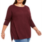 Blusa túnica feminina estilo &amp; co plus size com costura frontal e mídia mista, roxa, tamanho 0X