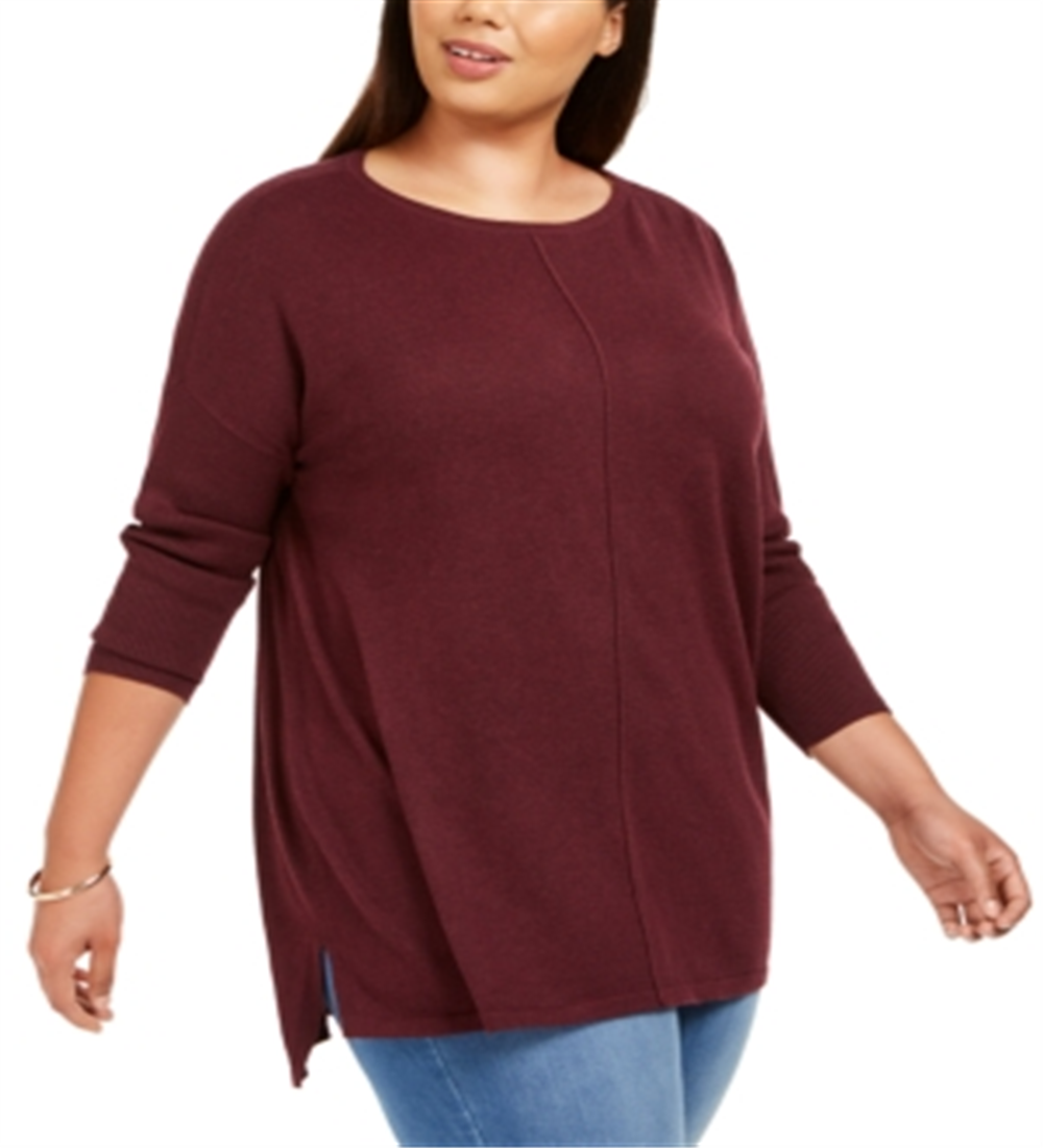 Blusa túnica feminina estilo &amp; co plus size com costura frontal e mídia mista, roxa, tamanho 0X