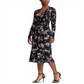 Vestido envelope feminino Ralph Lauren Coreen com decote em V floral, preto, tamanho 10