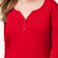 Karen Scott Blusa Feminina de Algodão com Gola Henley Vermelha Tamanho Pequeno M
