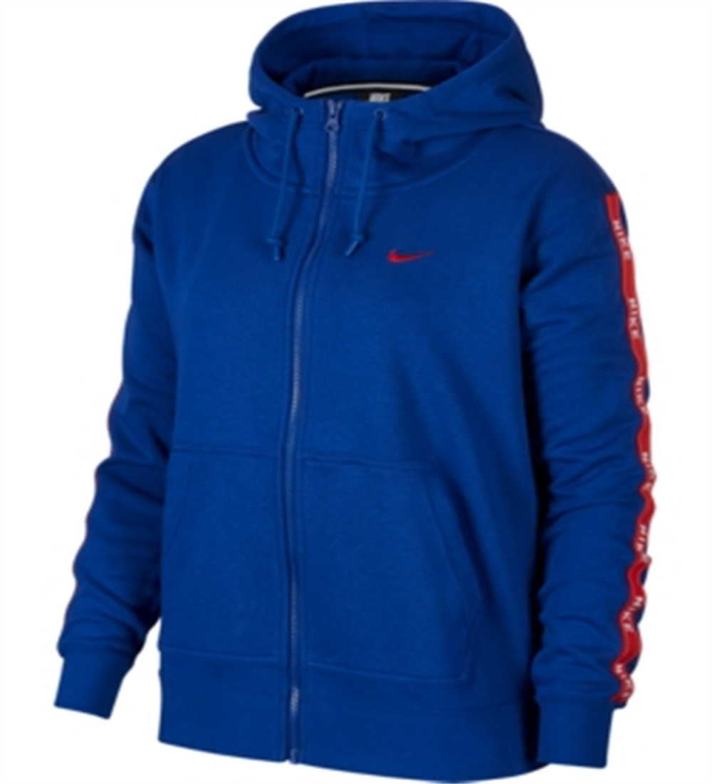 Moletom com capuz Nike Plus Sportswear Logo Zip Feminino Azul Tamanho X-G