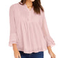 Charter Club Petite Double-Ruffle Textured Pintuck Top Rosa Tamanho PL