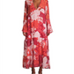 Vestido longo floral marroquino Free People feminino, vermelho, tamanho pequeno