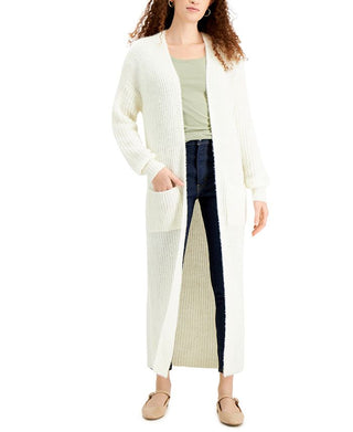 Cardigan grande canelado feminino Kit &amp; Sky, branco, tamanho grande