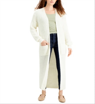 Cardigan grande canelado feminino Kit &amp; Sky, branco, tamanho grande