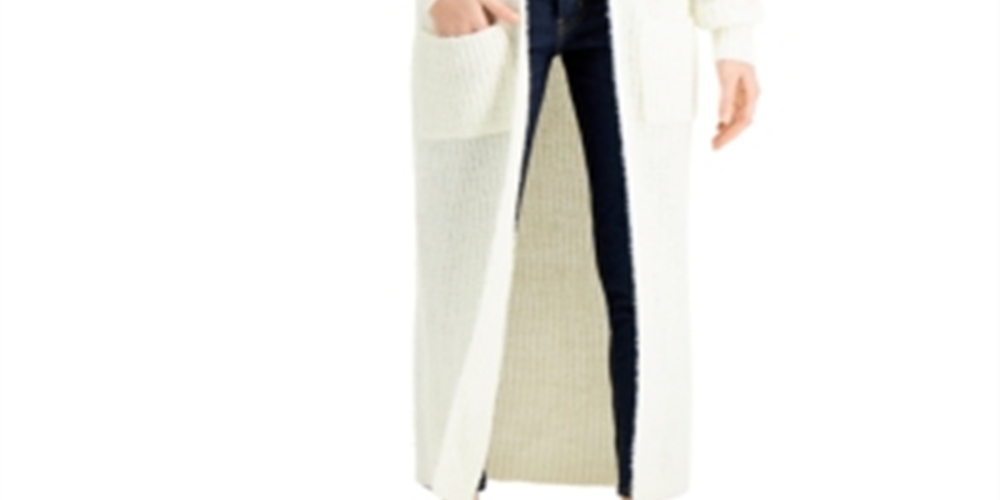 Cardigan grande canelado feminino Kit &amp; Sky, branco, tamanho grande