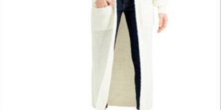 Cardigan grande canelado feminino Kit &amp; Sky, branco, tamanho grande