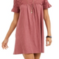 Vestido estilo camiseta feminino com ilhós e mangas esvoaçantes, roxo, tamanho extragrande
