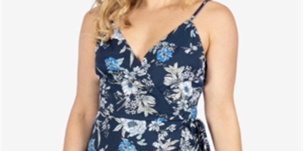 Vestido envelope floral sintético infantil sem palavras, azul-marinho, tamanho 2XS