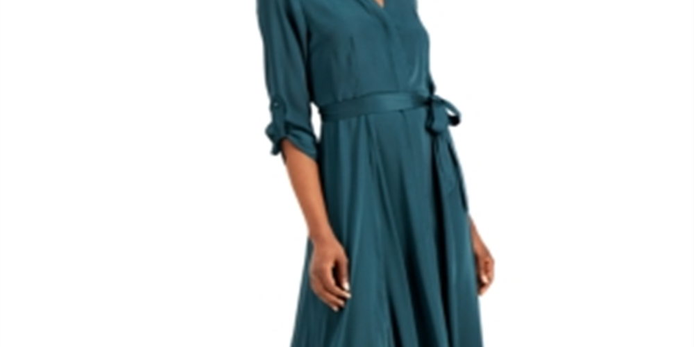 Vestido longo com cinto feminino INC International Concepts, verde, tamanho 10