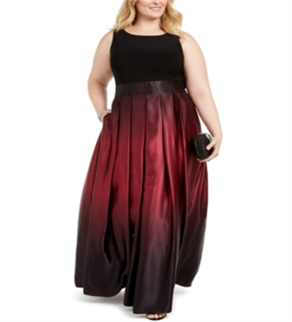 Vestido longo feminino plus size SL Fashions com decote em A e manga comprida, roxo, tamanho 20W