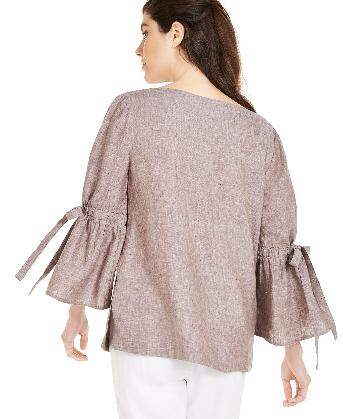 Blusa feminina Charter Club de linho com manga sino, preta, tamanho GG