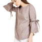 Blusa feminina Charter Club de linho com manga sino, preta, tamanho GG