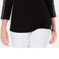 Karen Scott Top feminino de algodão com tachas e gola boá, preto, tamanho pequeno, extragrande