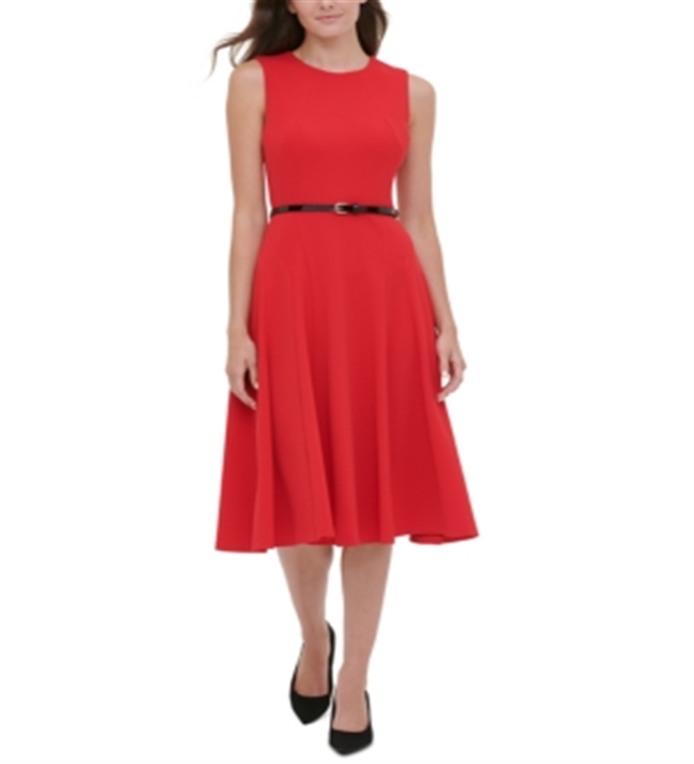 Vestido de camisa MIDI sem mangas feminino Tommy Hilfiger vermelho tamanho 10