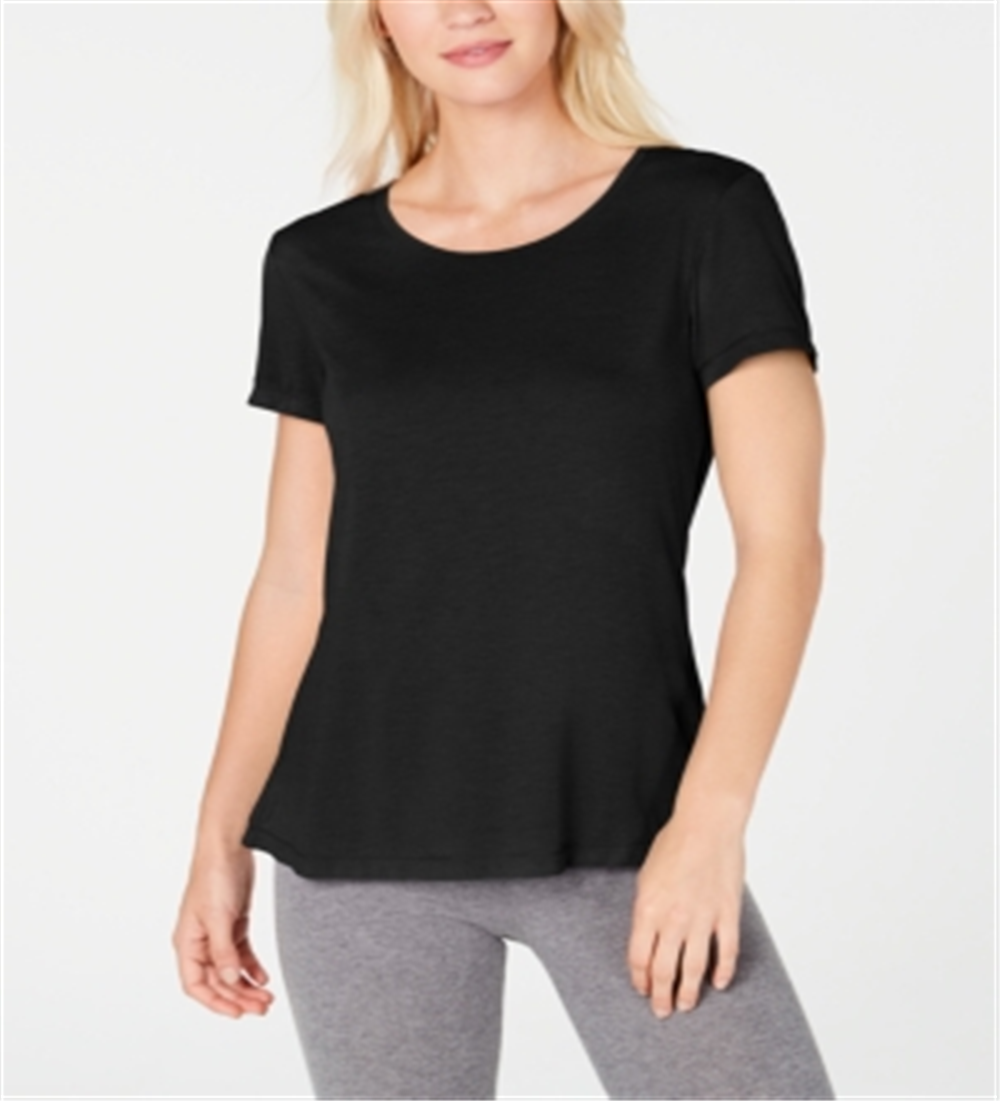 Camiseta casual feminina Ideology com costas abertas, preta, tamanho XXL