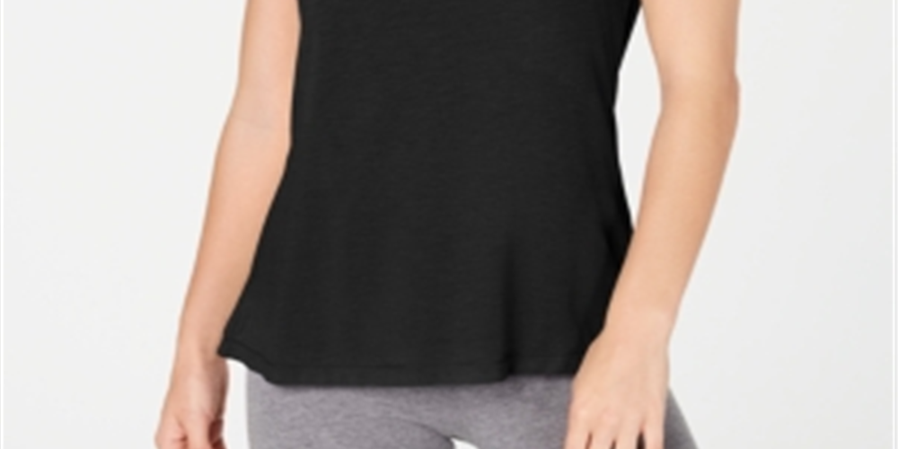 Camiseta casual feminina Ideology com costas abertas, preta, tamanho XXL