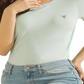 Camiseta Guess Feminina Logo Baby Tamanho Menta Grande