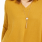 Suéter túnica feminino com decote em V, amarelo, tamanho pequeno, estilo &amp; co