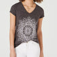 Blusa feminina estilo pinwheel com estampa preta, tamanho pequeno GG
