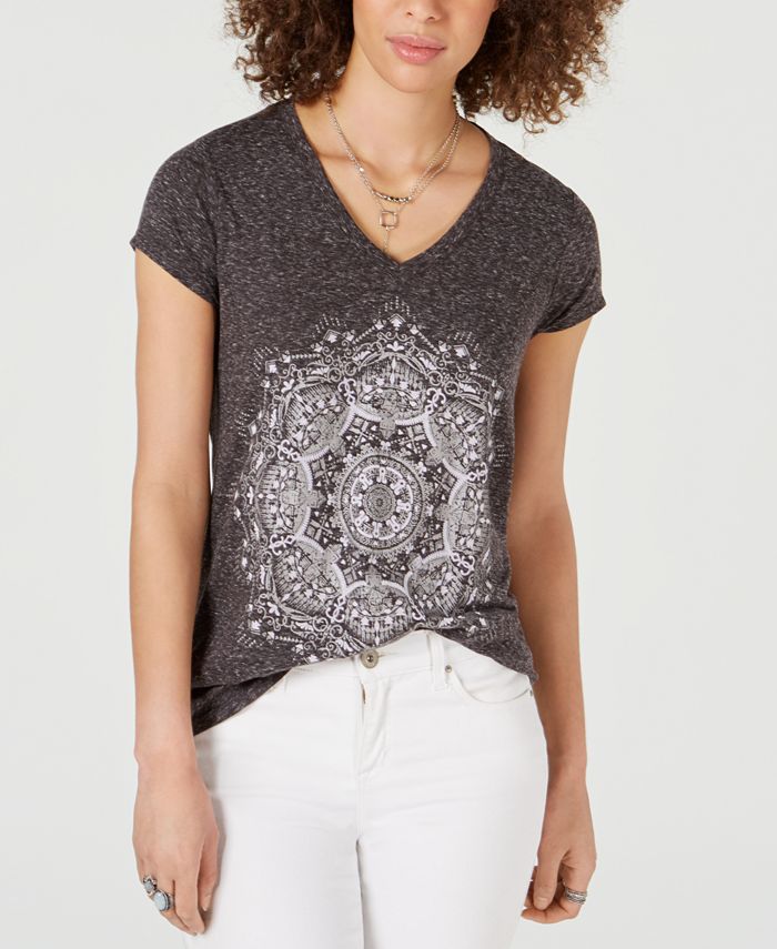 Blusa feminina estilo pinwheel com estampa preta, tamanho pequeno GG