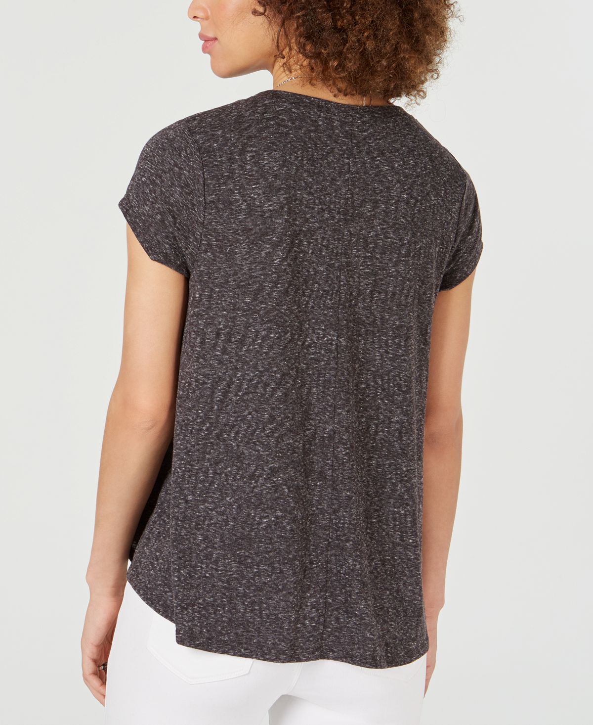 Blusa feminina estilo pinwheel com estampa preta, tamanho pequeno GG