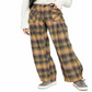 Calça xadrez feminina Free People bege, tamanho 4