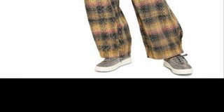 Calça xadrez feminina Free People bege, tamanho 4