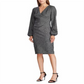 Vestido plissado de tweed feminino Ralph Lauren, preto, tamanho 12
