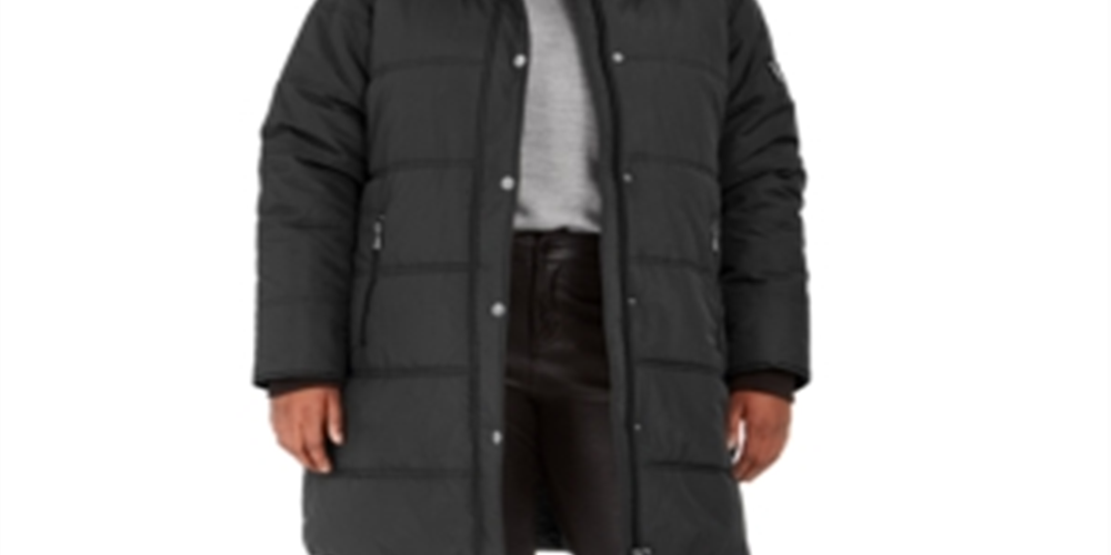 Casaco acolchoado com capuz e acabamento em pele sintética Maralyn &amp; Me Junior's Plus, cinza, tamanho 3XL
