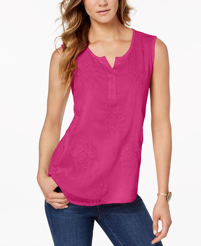 Top bordado feminino Style &amp; Co, rosa, tamanho pequeno