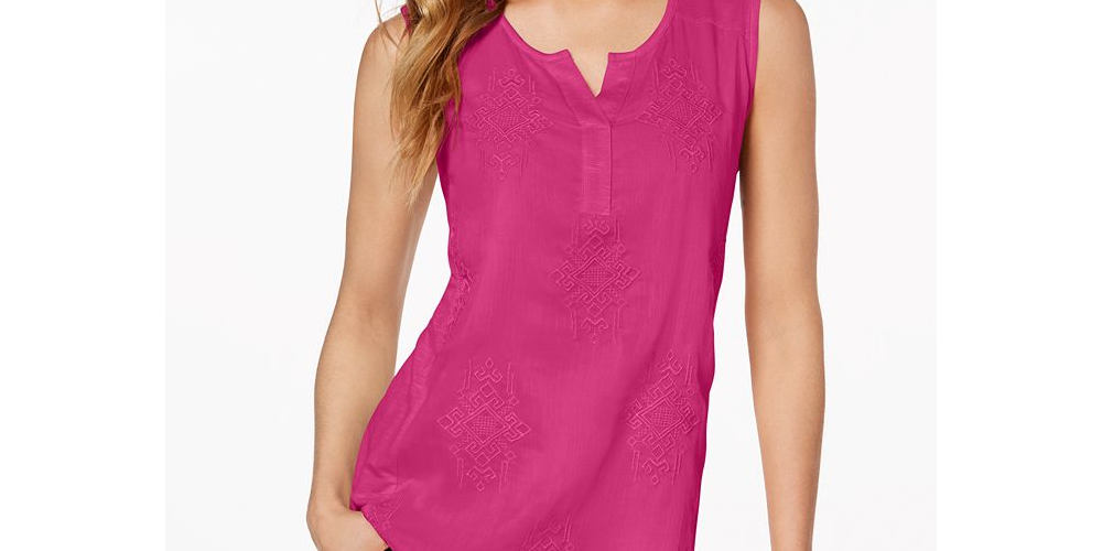 Top bordado feminino Style &amp; Co, rosa, tamanho pequeno