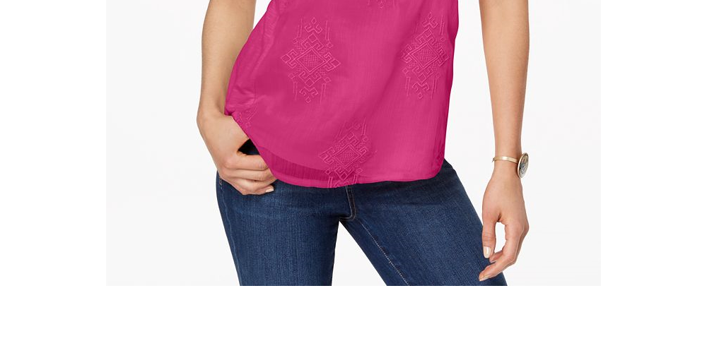 Top bordado feminino Style &amp; Co, rosa, tamanho pequeno