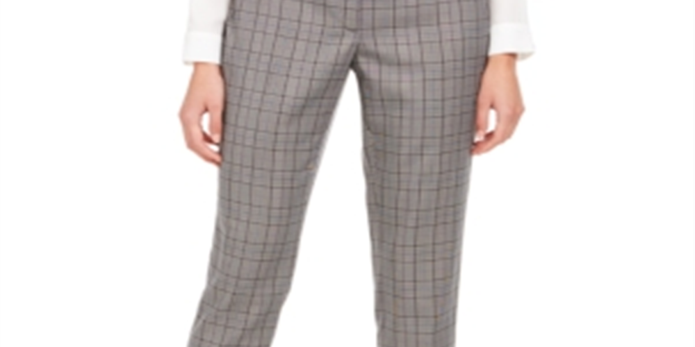 Calça reta xadrez feminina Calvin Klein cinza tamanho 8