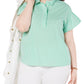 Tommy Hilfiger Blusa Feminina Listrada com Babados Plus Verde Tamanho GG