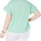 Tommy Hilfiger Blusa Feminina Listrada com Babados Plus Verde Tamanho GG