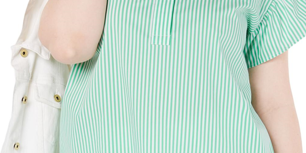 Tommy Hilfiger Blusa Feminina Listrada com Babados Plus Verde Tamanho GG