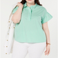 Tommy Hilfiger Blusa Feminina Listrada com Babados Plus Verde Tamanho GG