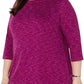 Blusa feminina Karen Scott Plus Space Dye manga 3/4 roxa tamanho XXG