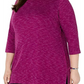 Blusa feminina Karen Scott Plus Space Dye manga 3/4 roxa tamanho XXG