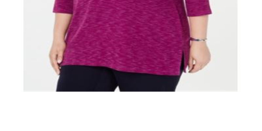 Blusa feminina Karen Scott Plus Space Dye manga 3/4 roxa tamanho XXG