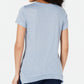 Camiseta feminina com estampa gráfica e bainha de lenço, estilo &amp; co, azul, tamanho pequeno