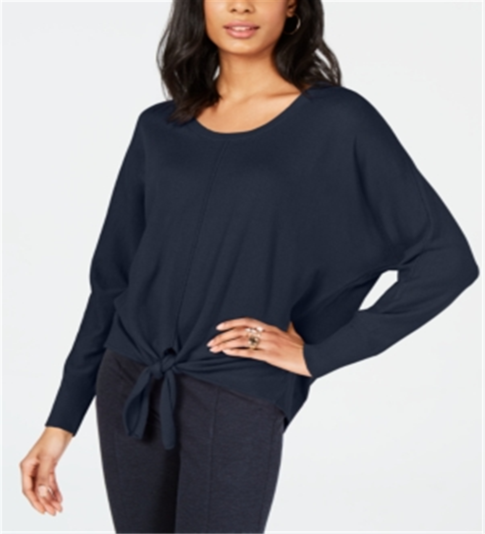 Suéter feminino com bainha amarrada, azul, tamanho P, da Style &amp; Co