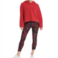 Moletom com capuz feminino DKNY Sherpa Fleece com logotipo, vermelho, tamanho pequeno