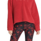 Moletom com capuz feminino DKNY Sherpa Fleece com logotipo, vermelho, tamanho pequeno