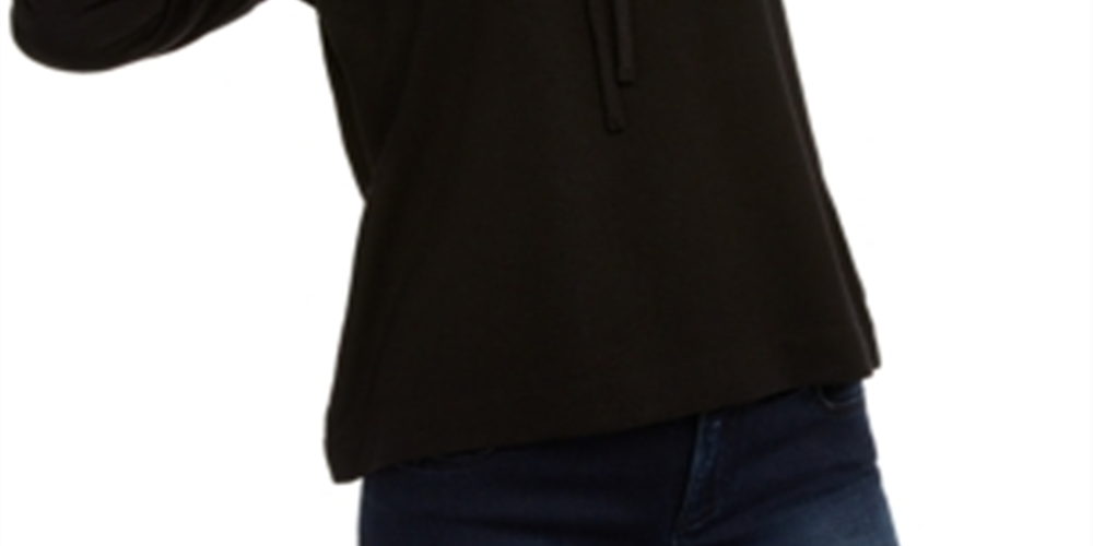 Moletom com capuz feminino estampado INC International Concepts, preto, tamanho GG