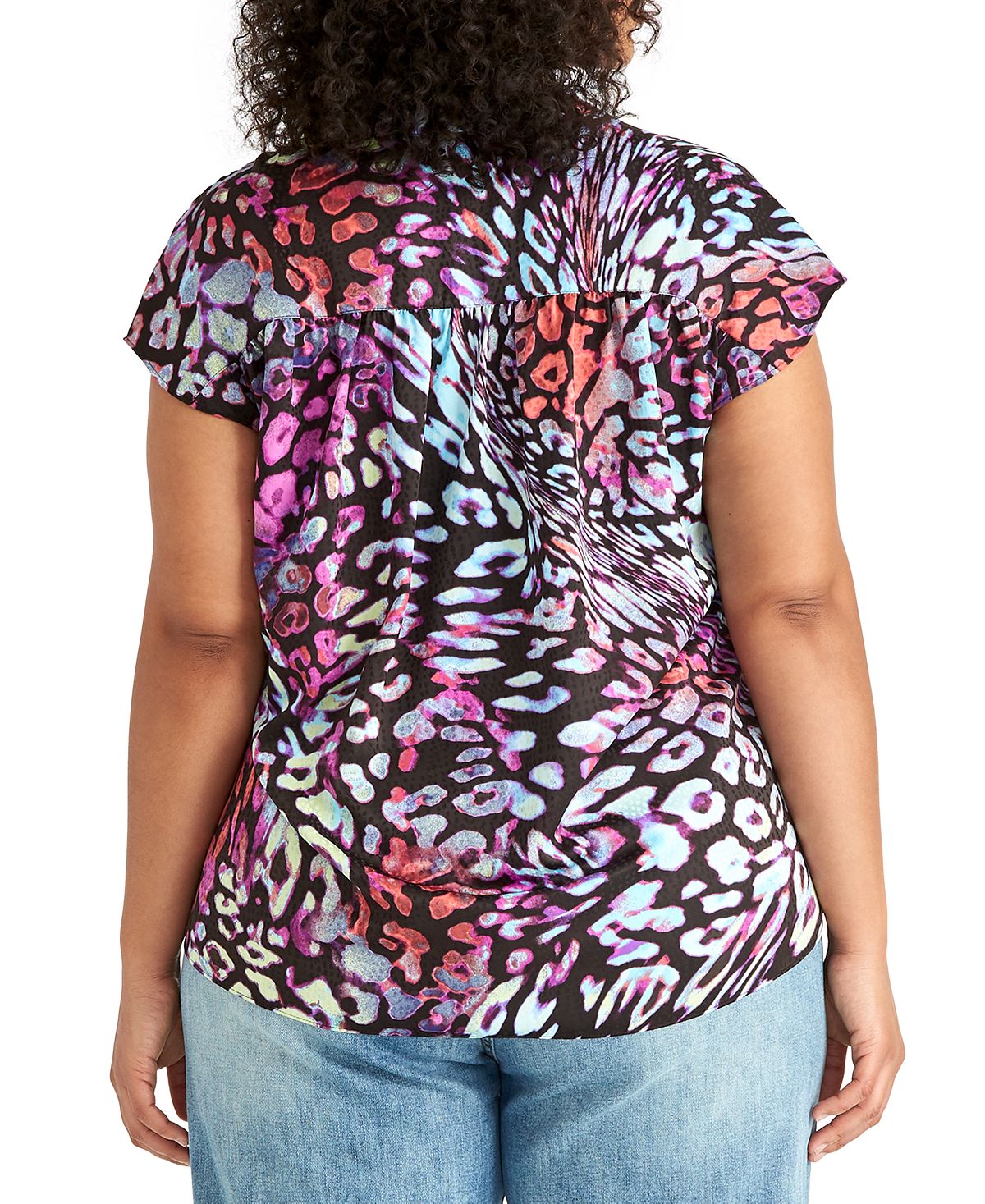 Blusa estampada Odelia Plus Rachel Roy feminina, preta, tamanho 0X